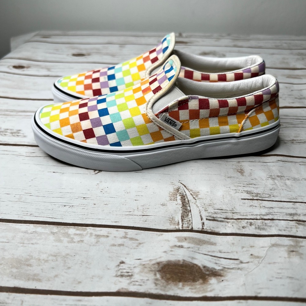 Vans Slip On Unisex Rainbow Checkerboard Canvas Skate Shoe